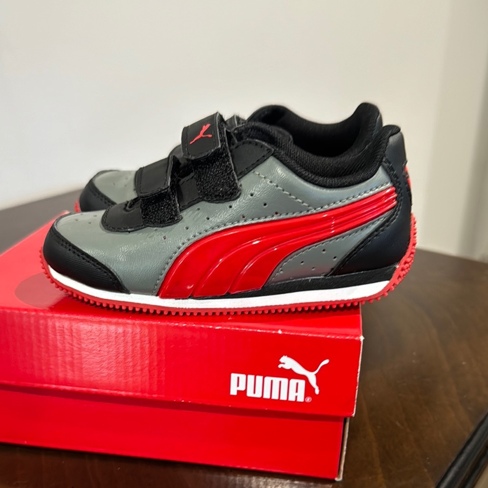 Puma Kids Speed Lightup Power V Shoes - Black and Red